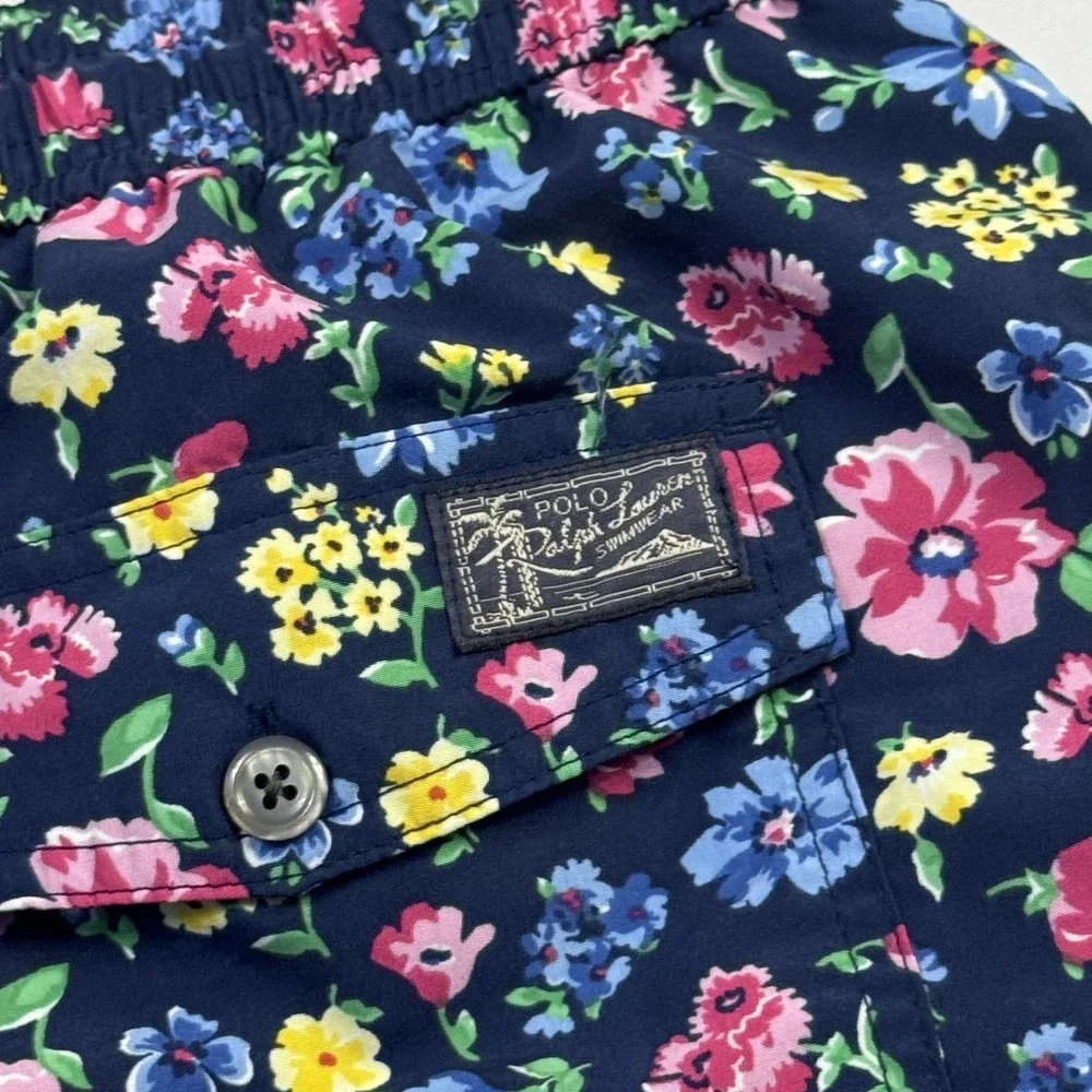 Polo Ralph‎ Lauren Swim Trunks Mens 2XB Big Navy Multi Floral Mesh Lined Shorts